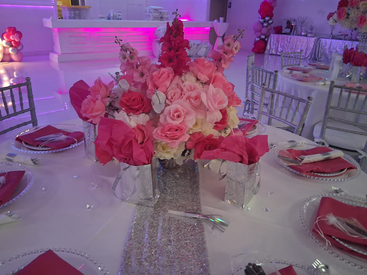 Pinks with White Low Centerpiece