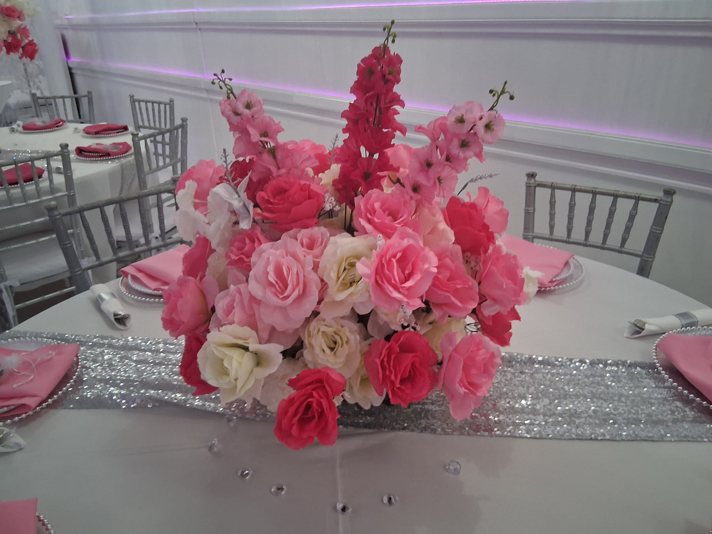 Pinks with White Low Centerpiece