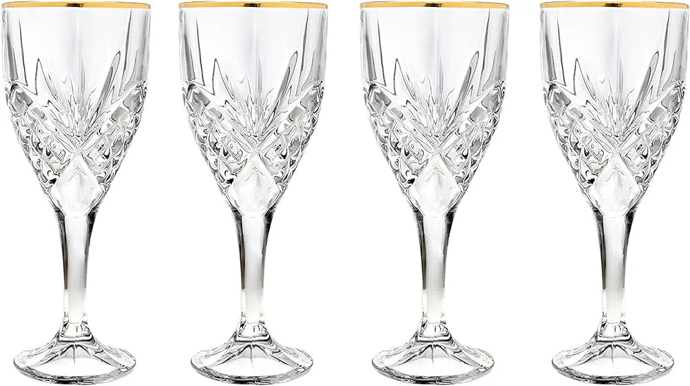 Gold Rim Stemed Wine Glasses