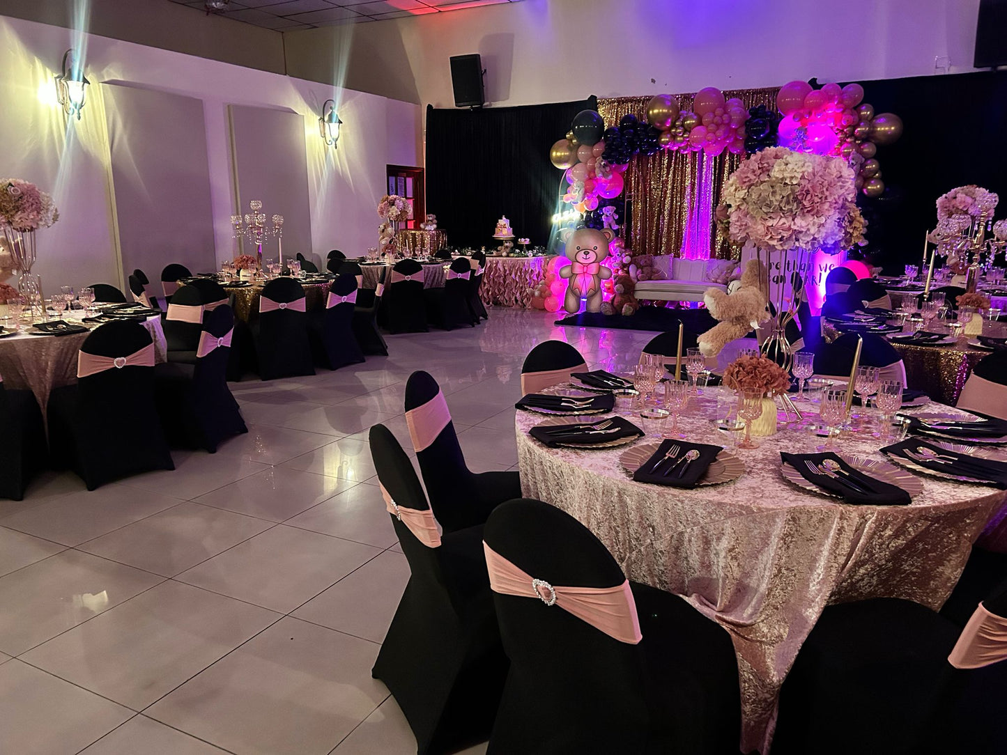 Pipe and Drape Black and Gold