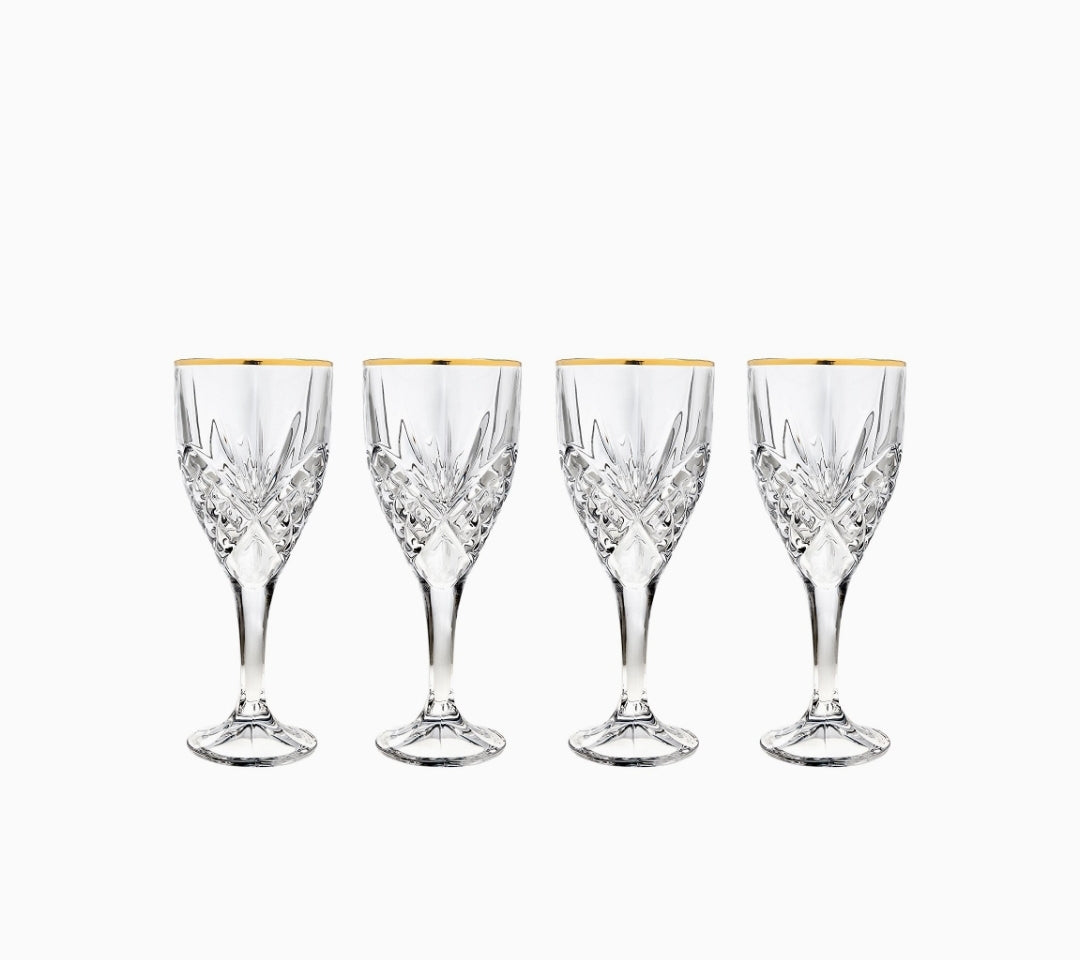 Gold Rim Stemed Wine Glasses