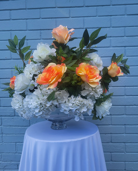 Orange, Green and White Floral Arrangements