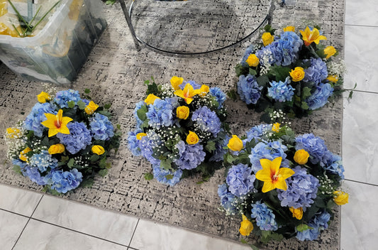 Blue & Yellow Floral Centerpiece
