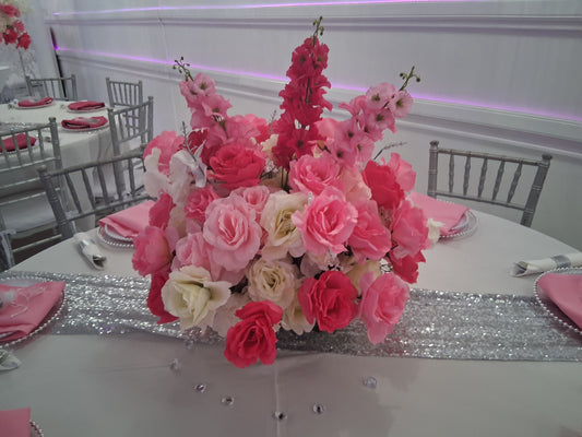 Pinks with White Low Centerpiece