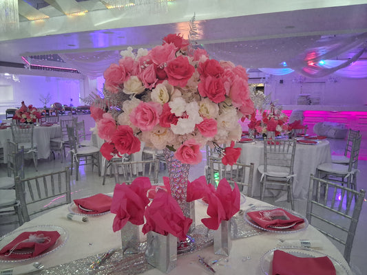 Pinks with White Floral Centerpiece