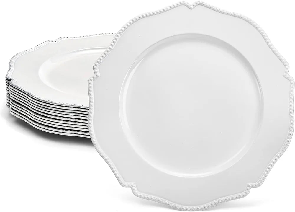 White Scalloped Edge Charger Plates