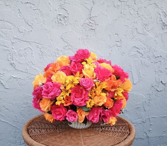 Pink and Orange Mix Centerpiece 1