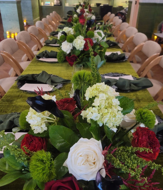 Green and Red Floral Arrangement  - REAL FLOWERS