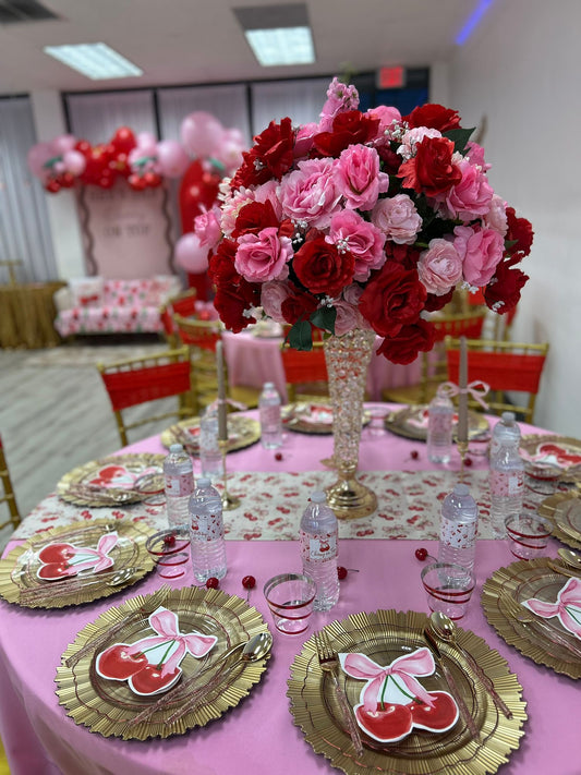 Cherry on Top Red and Pink Flower Centerpiece