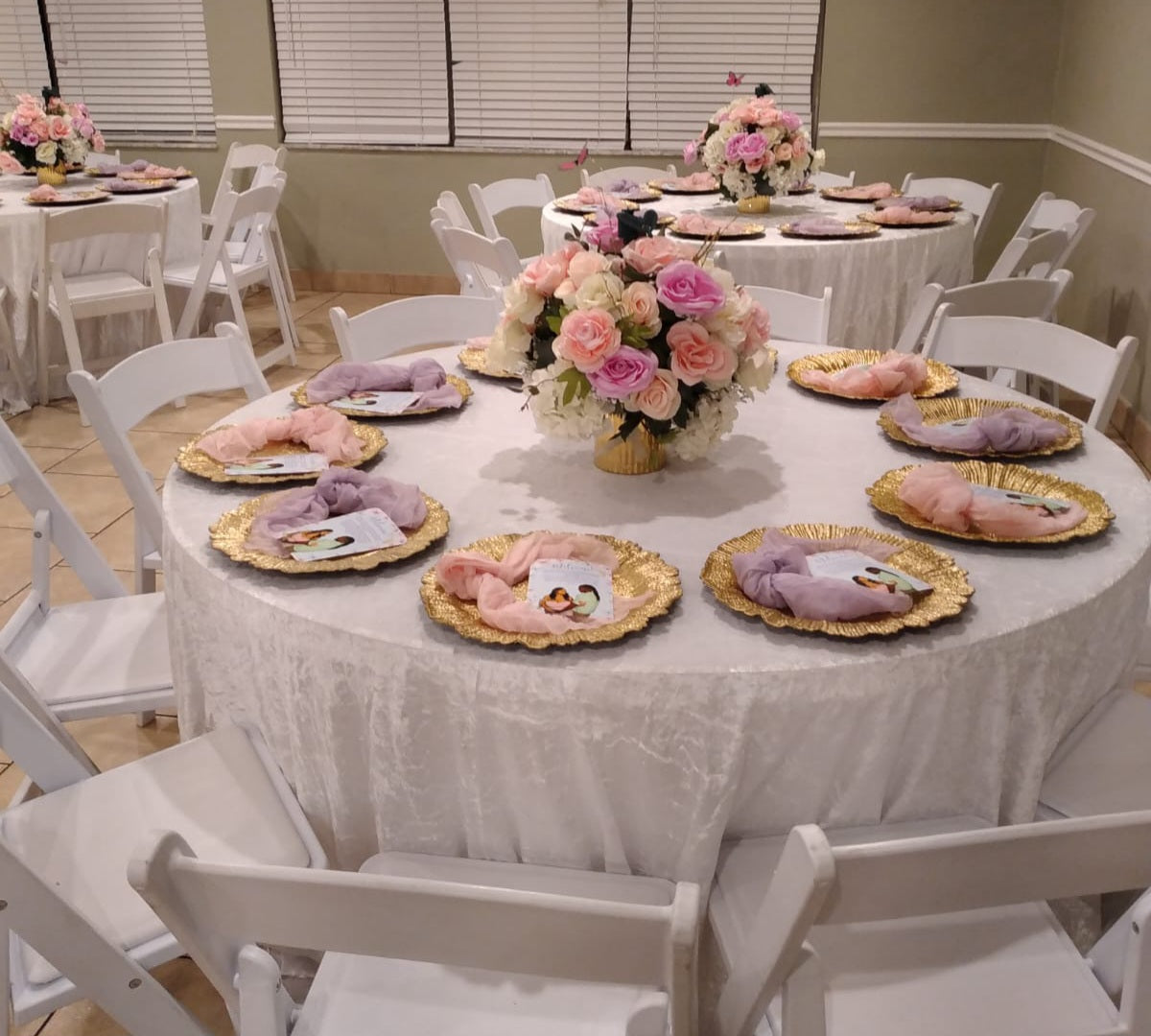 Lilac, White and Pink Floral Centerpieces