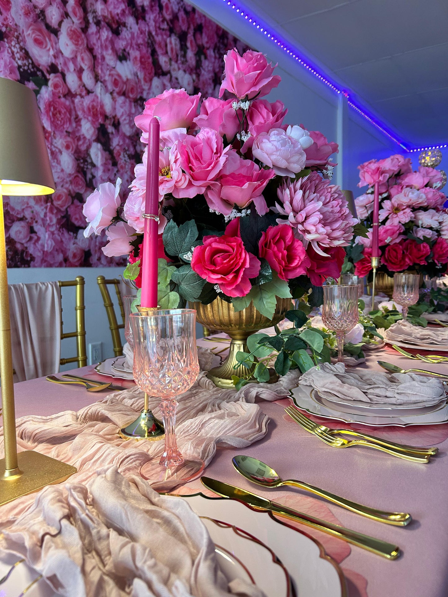 Pink with Greenry Floral Centerpieces