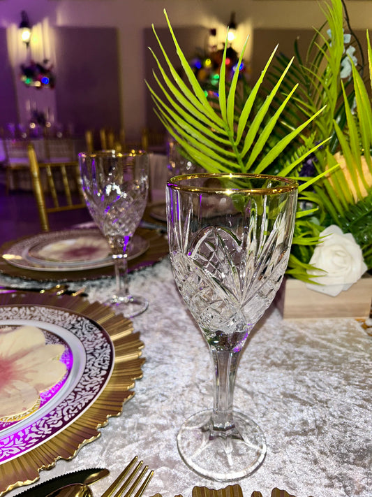 Gold Rim Stemed Wine Glasses