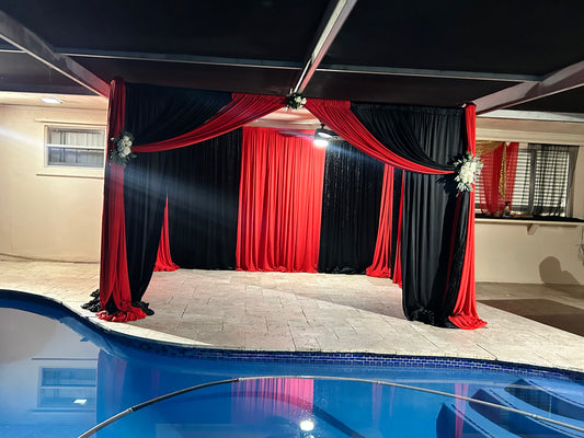 Red & Black Pipe and Drape