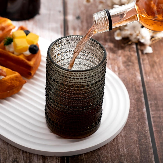 Smoke Beaded Glass Cups