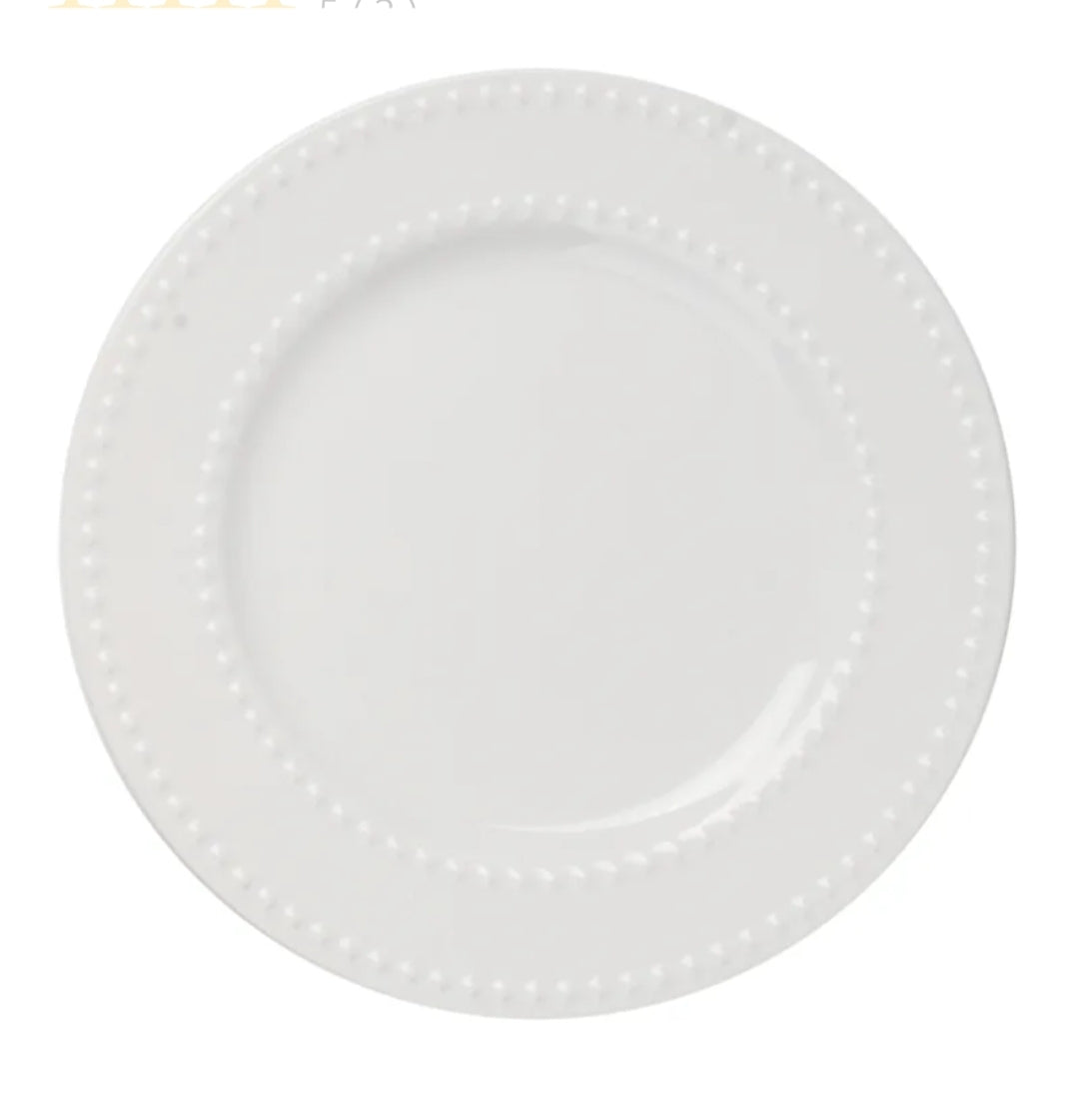 White Beaded Dinner Plate