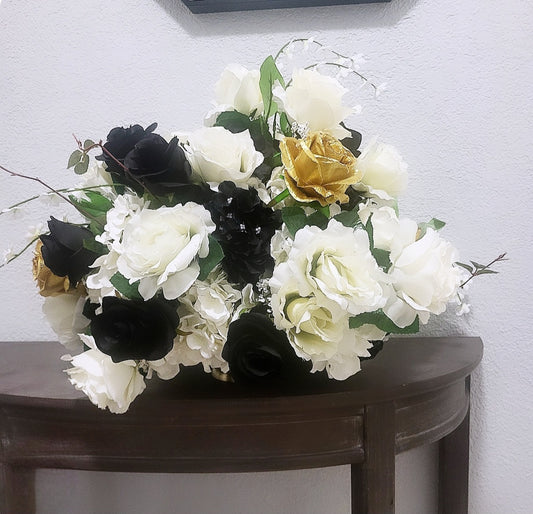 Black, White and Gold Floral Arrangements